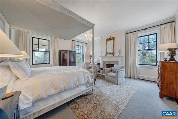Bedroom, Chandelier, Fireplace, Interior
