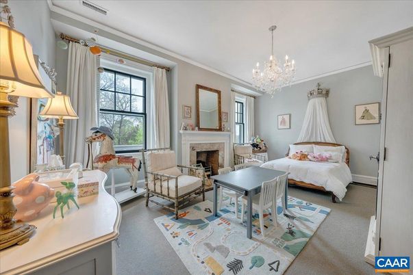 Bedroom, Chandelier, Fireplace, Interior, Living room