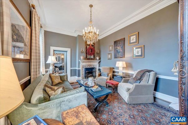 Chandelier, Fireplace, Interior, Living room