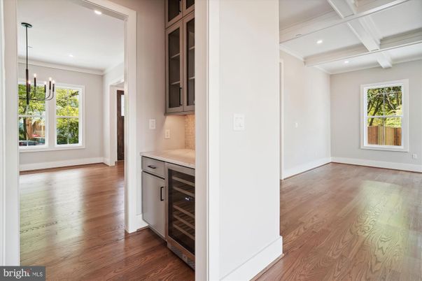 Empty room, Interior, Pendant Lights, Recessed Lighting, Wood Texture Flooring