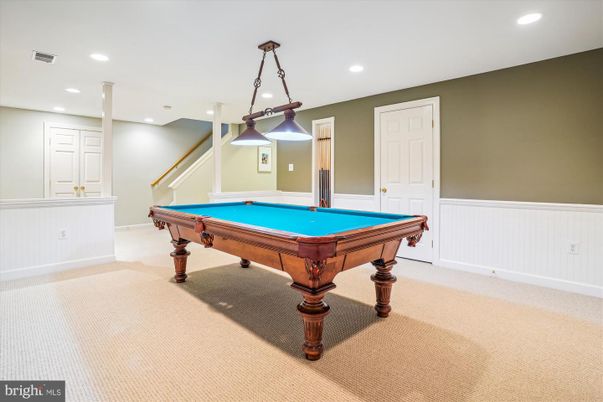 Billiard Table, Game Room, Interior, Pendant Lights, Recessed Lighting