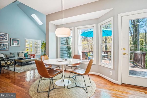 Dining room, Interior, Living room, Pendant Lights, Wood Texture Flooring