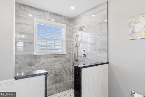 Bathroom, Glass Shower, Interior, Marble Walls, Recessed Lighting