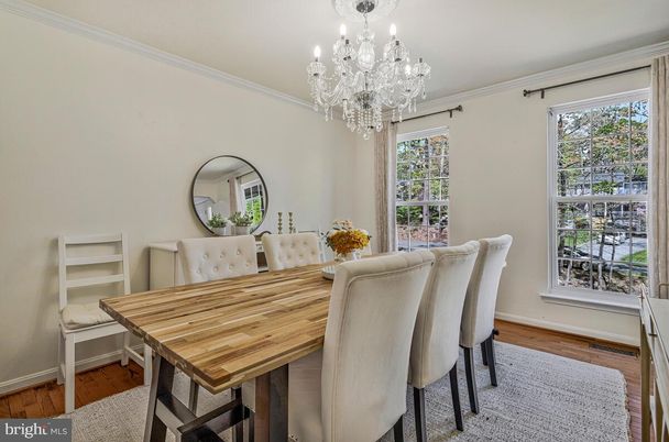 Chandelier, Dining room, Interior, Wood Texture Flooring