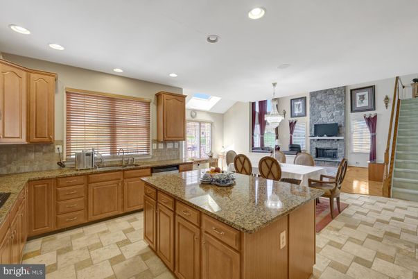 Dining room, Fireplace, Interior, Kitchen, Living room, Pendant Lights, Recessed Lighting