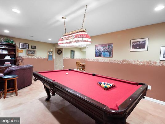Billiard Table, Game Room, Interior, Pendant Lights, Recessed Lighting