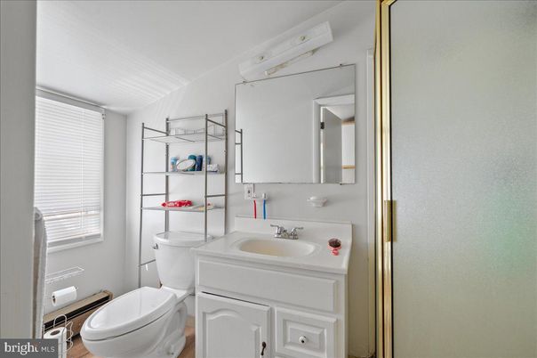 Bathroom, Glass Shower, Interior, Wood Texture Flooring