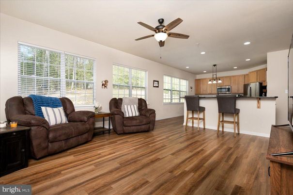 Interior, Kitchen, Living room, Pendant Lights, Recessed Lighting, Stainless Steel Appliances, Wood Texture Flooring