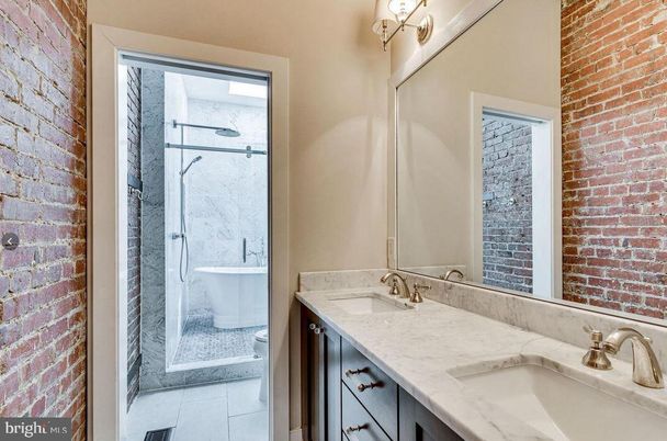 Bathroom, Dual Sink Vanities, Interior, Stone Walls