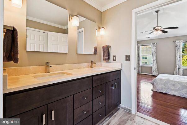 Bathroom, Dual Sink Vanities, Interior, Wood Texture Flooring