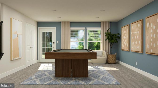 Billiard Table, Game Room, Interior, Recessed Lighting, Wood Texture Flooring