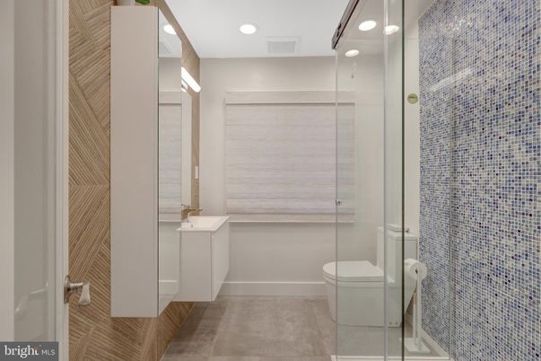 Bathroom, Glass Shower, Interior, Recessed Lighting