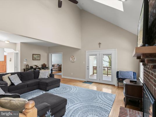 Dining room, Fireplace, Interior, Living room, Stone Walls, Wood Texture Flooring