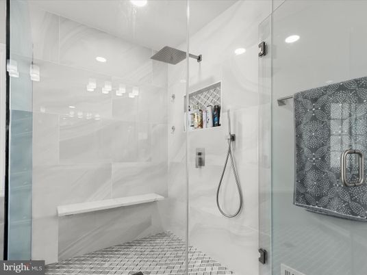 Bathroom, Glass Shower, Interior, Recessed Lighting