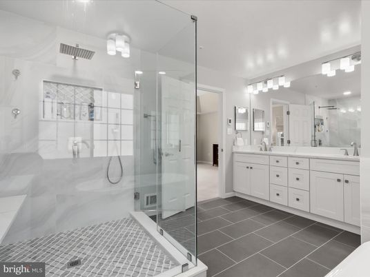 Bathroom, Dual Sink Vanities, Glass Shower, Interior