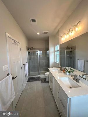 Bathroom, Dual Sink Vanities, Glass Shower, Interior, Recessed Lighting