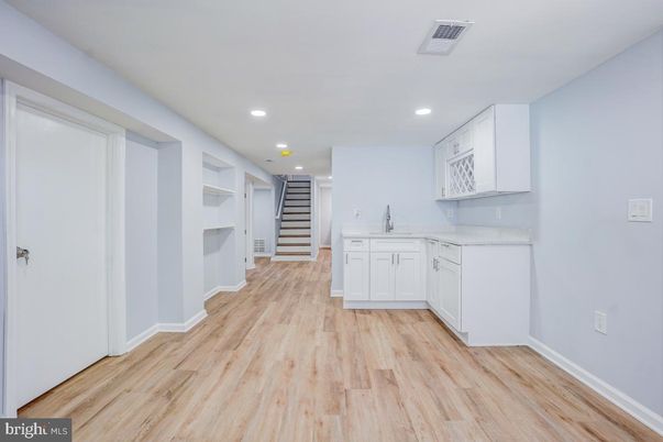 Interior, Kitchen, Recessed Lighting, Wood Texture Flooring