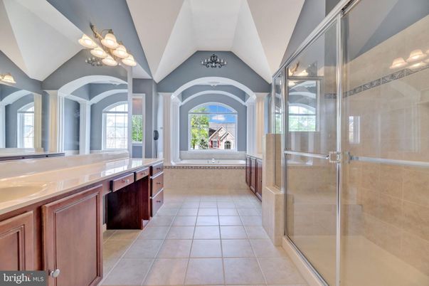 Bathroom, Dual Sink Vanities, Glass Shower, Interior