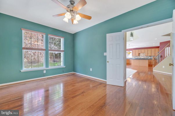 Empty room, Interior, Kitchen, Recessed Lighting, Wood Texture Flooring