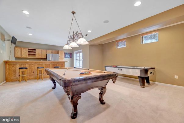 Billiard Table, Chandelier, Game Room, Interior, Pendant Lights, Recessed Lighting