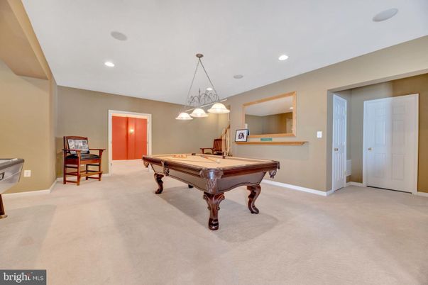 Billiard Table, Game Room, Interior, Pendant Lights, Recessed Lighting