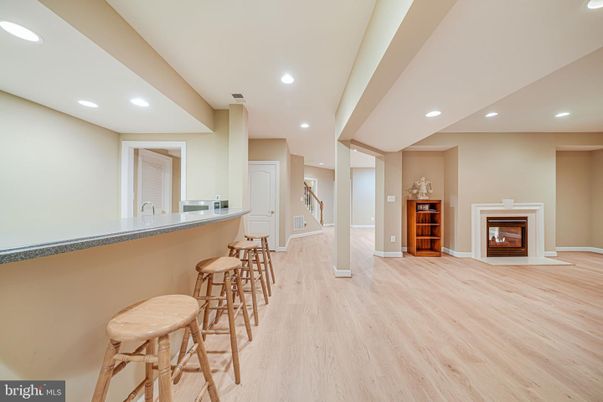 Fireplace, Interior, Recessed Lighting, Wood Texture Flooring