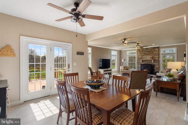 Dining room, Fireplace, Interior, Living room, Stone Walls