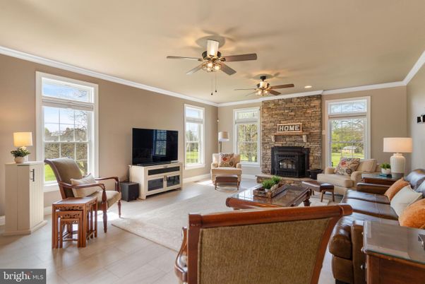 Fireplace, Interior, Living room, Recessed Lighting, Stone Walls