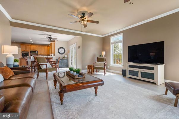 Dining room, Interior, Kitchen, Living room, Recessed Lighting, Stainless Steel Appliances, Wood Texture Flooring