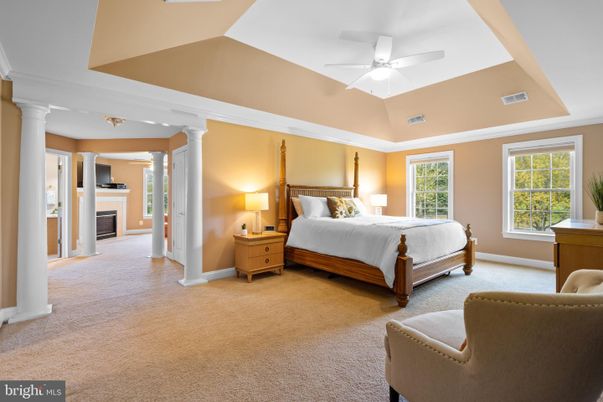 Bedroom, Fireplace, Interior