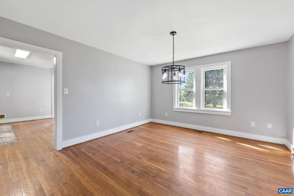 Empty room, Interior, Pendant Lights, Wood Texture Flooring