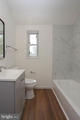 Bathroom, Interior, Marble Walls, Wood Texture Flooring