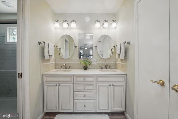 Bathroom, Dual Sink Vanities, Interior, Wood Texture Flooring