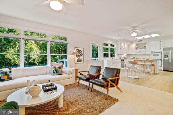 Dining room, Interior, Kitchen, Living room, Recessed Lighting, Stainless Steel Appliances, Wood Texture Flooring