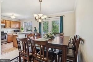 Chandelier, Dining room, Interior, Kitchen, Stainless Steel Appliances