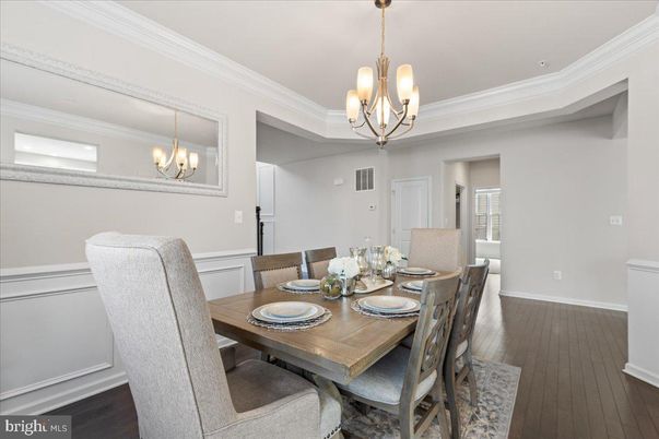 Chandelier, Dining room, Interior, Wood Texture Flooring