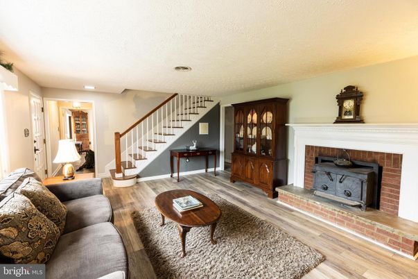 Fireplace, Interior, Recessed Lighting, Wood Texture Flooring