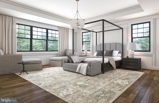 Bedroom, Chandelier, Interior, Wood Texture Flooring