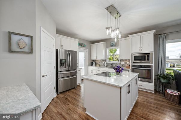 Interior, Kitchen, Pendant Lights, Stainless Steel Appliances, Wood Texture Flooring