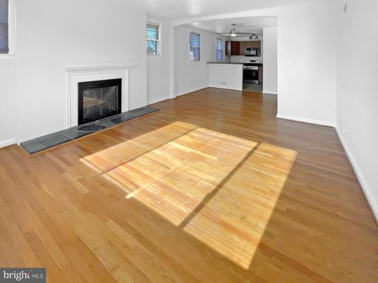 Empty room, Fireplace, Interior, Kitchen, Wood Texture Flooring