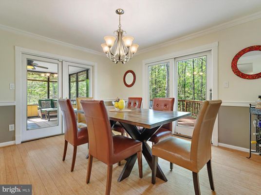 Chandelier, Dining room, Interior, Wood Texture Flooring