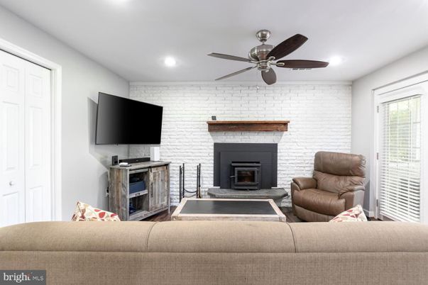 Fireplace, Interior, Living room, Recessed Lighting, Stone Walls