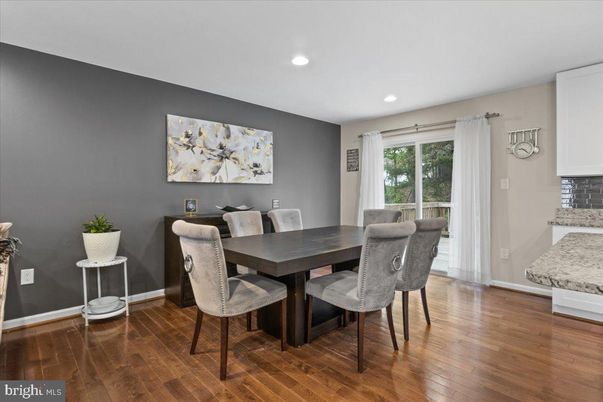 Dining room, Interior, Recessed Lighting, Wood Texture Flooring