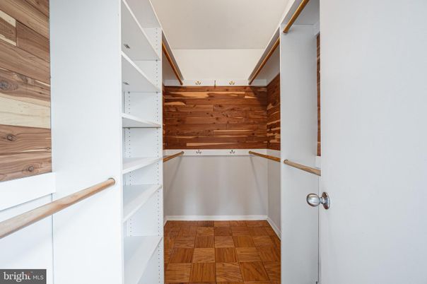 Interior, Walk-in Closets, Wood Texture Flooring, Wooden Walls