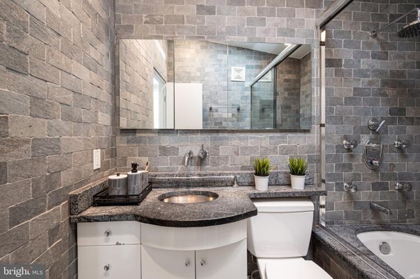 Bathroom, Dual Sink Vanities, Interior, Stone Walls