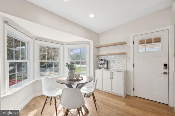 Dining room, Interior, Recessed Lighting, Wood Texture Flooring