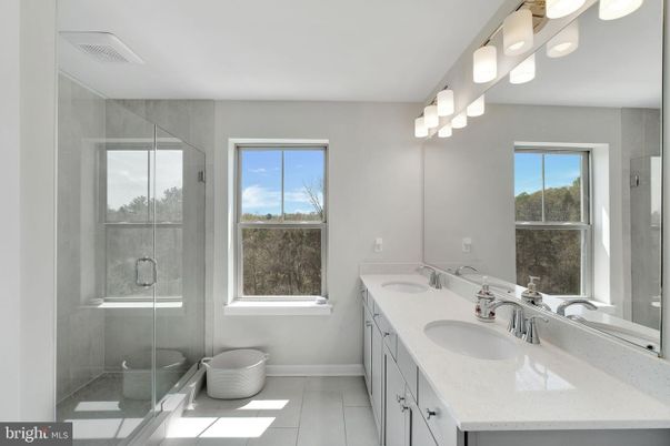 Bathroom, Dual Sink Vanities, Glass Shower, Interior