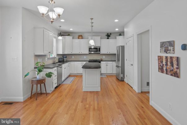 Interior, Kitchen, Pendant Lights, Recessed Lighting, Wood Texture Flooring