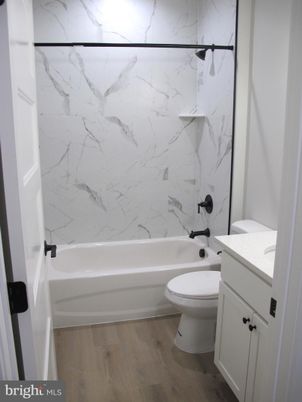 Bathroom, Interior, Marble Walls, Wood Texture Flooring
