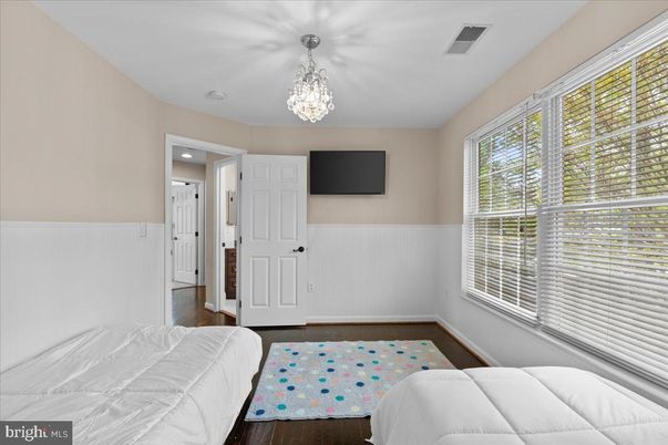Bedroom, Chandelier, Interior, Wood Texture Flooring